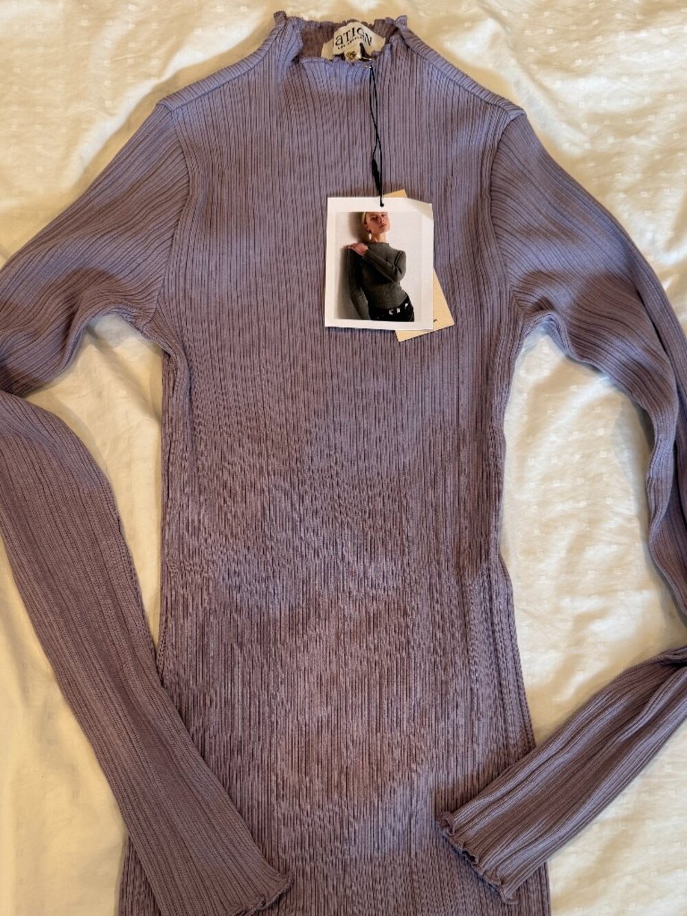 NWT Nation LTD Lilac Ribbed Mock Neck Top Nation LTD Brenna Lilac Top XS - Picture 4 of 8